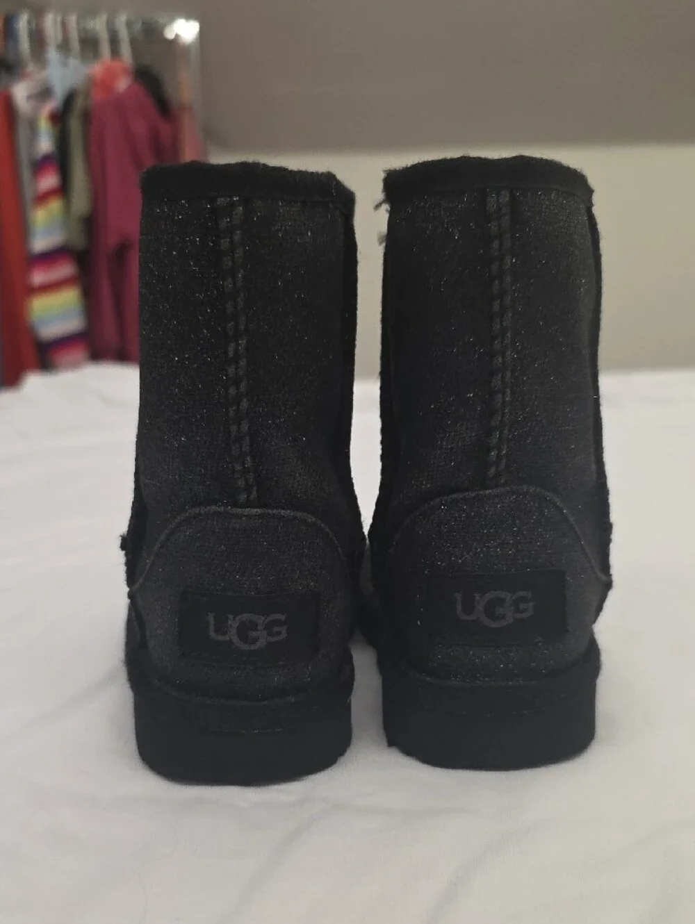 UGG Classic Short II Glitter Black Boots Kids Size 7